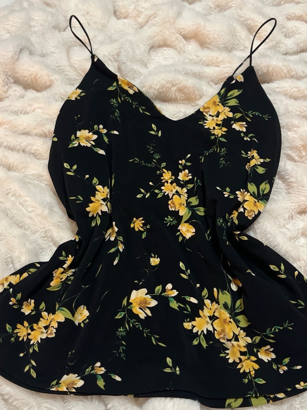 Maurices Black Floral Spaghetti-Strap Cami with Yellow Flowers